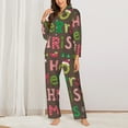 thumbnail image 2 of Pajama Sets for Women 2 Pcs, Ho Ho Ho Merry Christmas Button Down Long Sleeve Sleepwear Lounge PJ Sets, 2 of 6