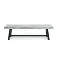thumbnail image 6 of GDF Studio Bowman Outdoor Acacia Wood Benches, Set of 2, Sandblasted Light Gray and Black, 6 of 6