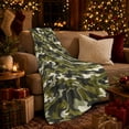 thumbnail image 3 of Military Camouflage Green Autumn Forest, Peaceful Mountain Lake Scene, Warm Flannel Blanket for Cabin and Lodge, Outdoor Lovers person's Day Gift, Artistic Home Decor, 3 of 9