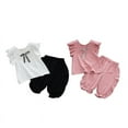 thumbnail image 2 of 2Pcs Toddlers Baby Girls Summer Clothes Set Ruffle Short Sleeves T-Shirt Tops Shorts Pants Cotton Outfits, 2 of 6