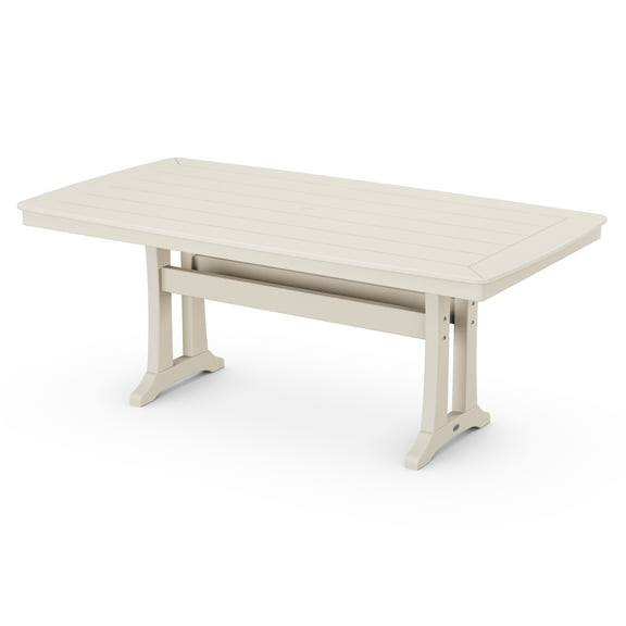 POLYWOOD Nautical Trestle 38" x 73" Dining Table in Sand