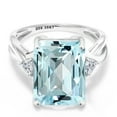 thumbnail image 2 of Gem Stone King 10K White Gold Sky Blue Topaz and Lab Grown Diamond Engagement Ring for Women | 9.79 Cttw | Emerald Cut 14X10MM | Gemstone November Birthstone | Size 5, 2 of 5