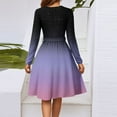 thumbnail image 5 of WTOBBY Women's Fashion Casual V-Neck Long Sleeve Waist Gradient Print Midi Dress Ombre Color Effect for Modern Look Flowy Silhouette with Tie Detail Perfect Transitional Dress,Dark Purple M, 5 of 5