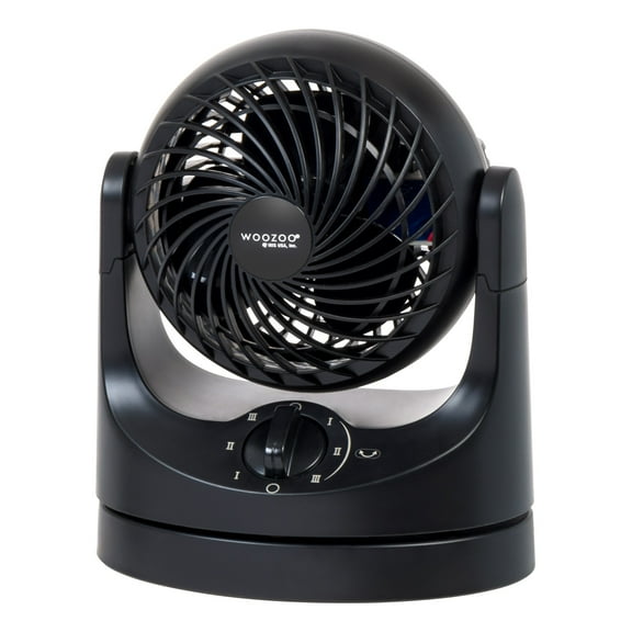IRIS USA WOOZOO Fan, Small Oscillating Desk Fan, Table Air Circulator, 3 Speeds, 32ft Max Air Distance, Mini Fan 8 Inches, 112° Adjustable Tilt, 27.5 db Low Noise, Black