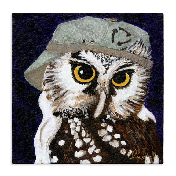 Stupell Industries Bohemian Owl Wearing Hat Canvas Art, 17 x 17, by Dlynn Roll