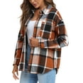 thumbnail image 5 of ‌FDGIU Womens Plaid Shacket Jacket Long Sleeve Button-Up, Warm Flannel Shirt Coat for Fall Fashion & Winter Clothing, 5 of 6