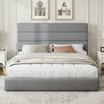 thumbnail image 4 of Amolife Queen Size Storage Platform Bed Frame with 4 Drawers & Upholstered Velvet Slat Headboard, Grey, 4 of 12