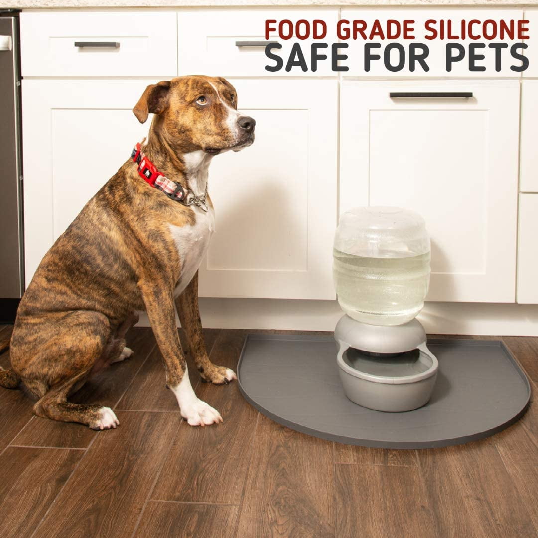 Leashboss Splash Mat Silicone Dog Food Mat With Tall Lip - Gray XL