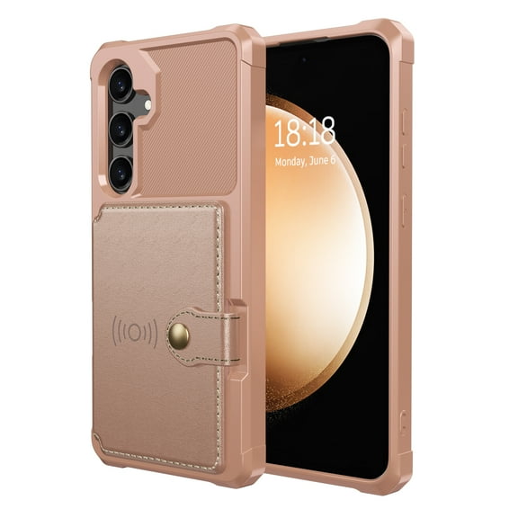 Nalacover Wallet Case for Samsung Galaxy S24 Plus, Credit Card Slots Holder Luxury PU Leather Cover, Magnetic Car Mount Shockproof Lens Protective Case for Samsung Galaxy S24 Plus, Rosegold