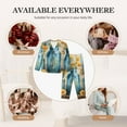 thumbnail image 7 of Rateoe Rustic Blue Vase Blossoms Pattern Womens Pajamas Set Long Sleeve Sleepwear Button Down Nightwear Soft Cotton Pj Lounge Sets-XX-Large, 7 of 7