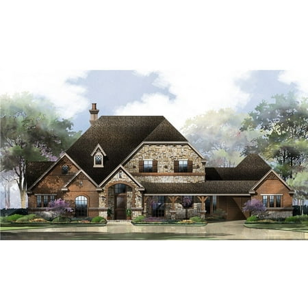 

015-1151: Country European 4 Bed 4 Bath Luxury Home Plan 3573 Sq Ft: Full Blueprints with License to Build by Home Plan Marketplace - Lesuto