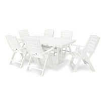 POLYWOOD 7 Piece Nautical Dining Set in White