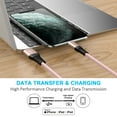 thumbnail image 3 of Limebrite 10ft Double Braided Nylon MFi Certified USB Charging Cable Compatible with iPhone 12/Pro/Max, 11/Pro/Max, SE, X/XS/Max, XR (Pink Rose Gold), 3 of 4