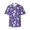 thumbnail image 2 of Picia mushroom rainbow Skull cartoon Gentle Cotton Regular Fit Short Sleeve Casual Hawaiian Shirt for Men-X-Large, 2 of 8