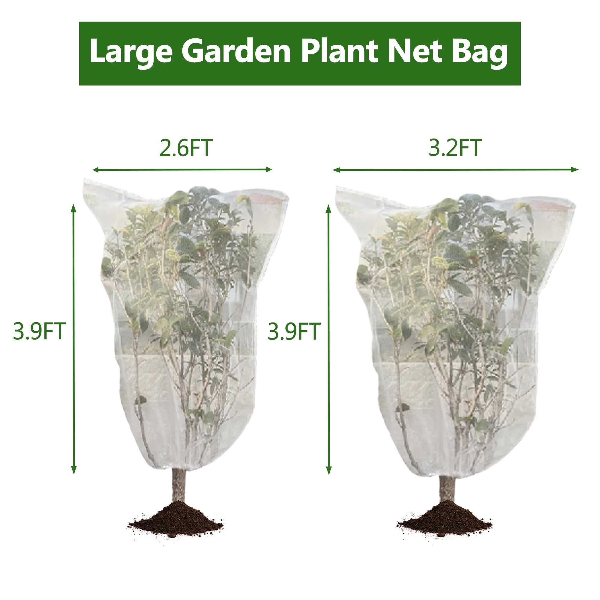4PCS Insect Bird Barrier Netting Mesh with Drawstring- 3.9 x 2.6 Feet Fruit Tree Net-Garden Netting Plant Cover for Protect Plant Fruits Flower from Insect Bird Eating