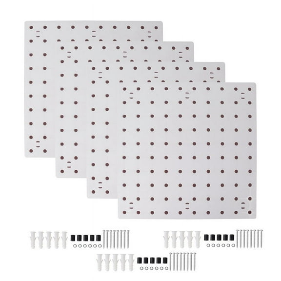 4 Piece Pegboard Wall Organizer, White Hanging, for Craft Room, Garage, Kitchen, Living Room