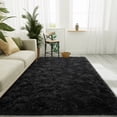 thumbnail image 2 of Alfombra LOCHAS ultrasuave y esponjosa para sala de estar, 120 x 160 cm, color negro, 2 of 8
