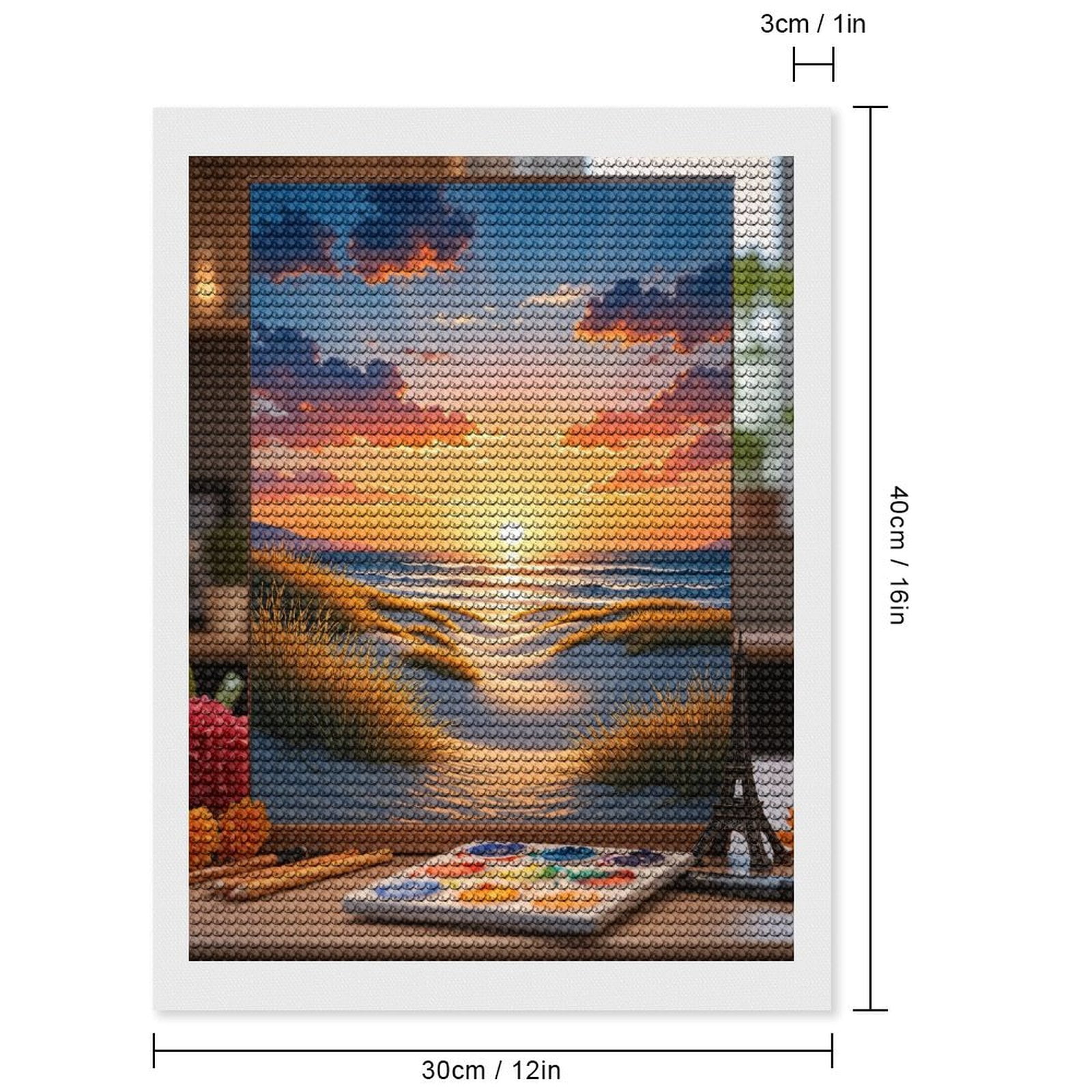 Diamond Art Kits for Adults, Sunset Beach Canvas Art 5D Diamond Painting Kits for Adults Beginners, DIY Full Drill Diamond Painting, Gem Art and Crafts 12x16