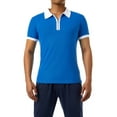 thumbnail image 2 of TRKIYQC - Polo para hombre con cremallera de un cuarto, casual, manga corta, cuello de solapa, color en contraste, tops ajustados TRKIYQC  Moda，ocio, 2 of 9