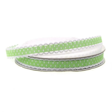 Polka Dot Picot-edge Polyester Ribbon, 3/8-inch, 25-yard, Apple Green ...