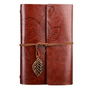 SDJMa Leather Writing Journal Notebook,Classic Maple Leaf Vintage Spiral Bound Notebook Refillable Diary Sketchbook Gifts with Unlined Travel Journals to Write in for Girls and Boys