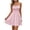 Pink, variant on Cami Dress for Women Printed Drawstring Square Neck Mini Dress Cinched Sleeveless Spaghetti Strap Dress with Ruffle Hem