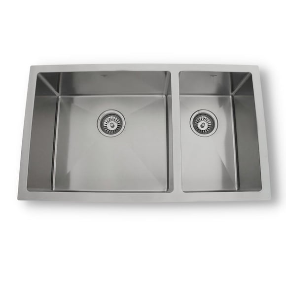 ONEX® Undermount Uneven Double Bowl 32"X18"-8"d Stainless Steel Square Kitchen Sink OU3218-SQR-U