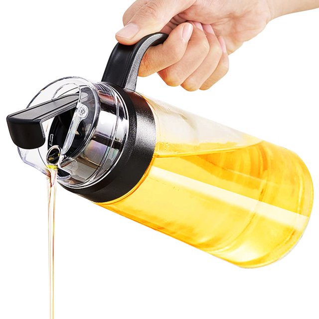 Botella dispensadora de aceite de 630 ml para cocina, paquete de 2 botellas de aceite de oliva con rociadores, botellas de vinagre, botellas de salsa de soja de vidrio negro