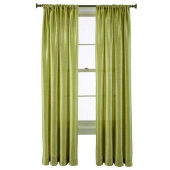 2-PC Set MR2 Lime color Rod Pocket Faux Silk Window Curtain Treatment, Set of Two (2) Solid Semi Sheer Panels 55" W x 84" L (Each)