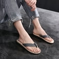 thumbnail image 6 of Fashion Spring And Summer Men Flip Flops Flat Bottom Lightweight Non Slip Wood Grain Casual Style Beach Leather Flip Flops for Men Outdoor Flip Flops for Mens Size 14 Men Flip Flops Size 13, 6 of 9