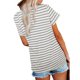 thumbnail image 3 of V cuello blusa manga corta guipure costura suelta blusa Top camisa para mujer verano gris raya XL, 3 of 5