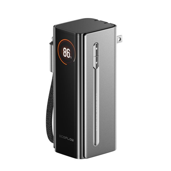 EF EcoFlow Rapid Pro 3-in-1 Power Bank, 10,000mAh Battery Pack with 67W Foldable AC Plug, Detachable USB-C Cable, 45W Fast Recharging, LCD Display Por