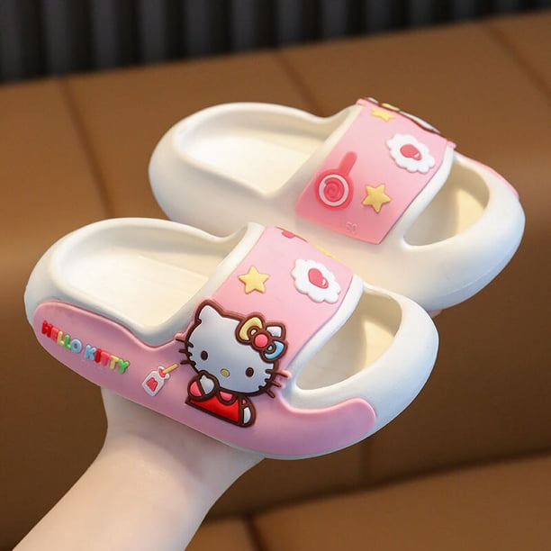 Sanrio-Zapatillas de Hello Kitty Y2K para padres e hijos, zapatos de baño con dibujos animados Kuromi Cinnamoroll, lindos zapatos de playa, regalo de Anime para niñas