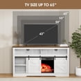 thumbnail image 2 of Furniwell Electric Fireplace TV Stand for TVs up to 65", Entertainment Center with 26” Fireplace Console Table with Sliding Barn Door and Adjustable Storage Shelves for Living Room (White), 2 of 9