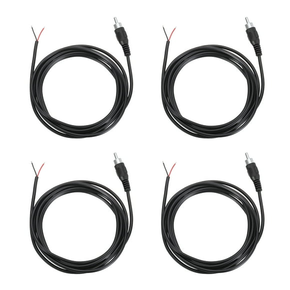 6.6FT RCA to Bare Wire Speaker Cable, 22AWG Replacement Black RCA Male Plug to Open End Pigtail Audio Cable Connector Adapter for Amplifier, Home Audio Speakers, Pack of 4