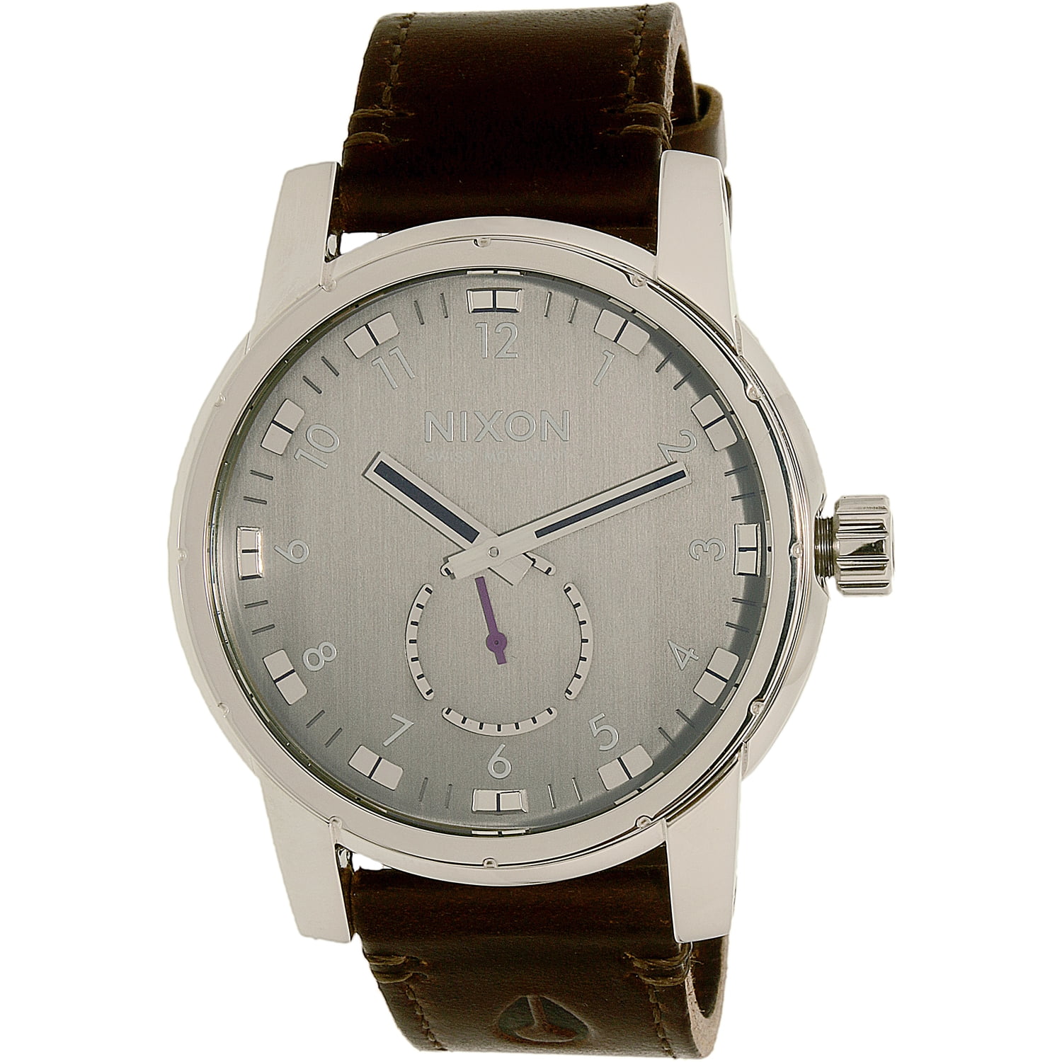 Nixon Men s Patriot A938000 Silver Leather Swiss Quartz Dress Watch