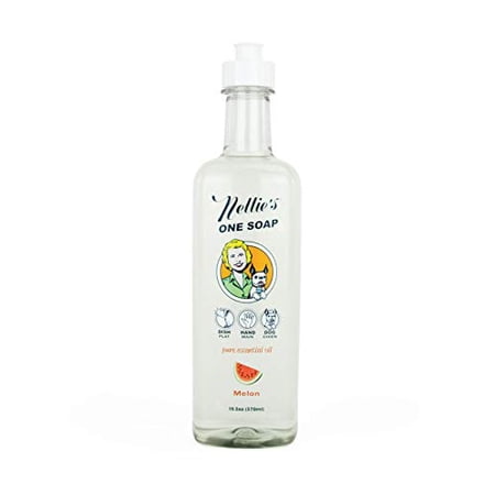 Nellie's One Soap - Melon - Gentle Multi-Purpose Cleaner for Dishes, Surfaces, and Hands - Plant-Based and Soft on Skin - 19.2 ounces