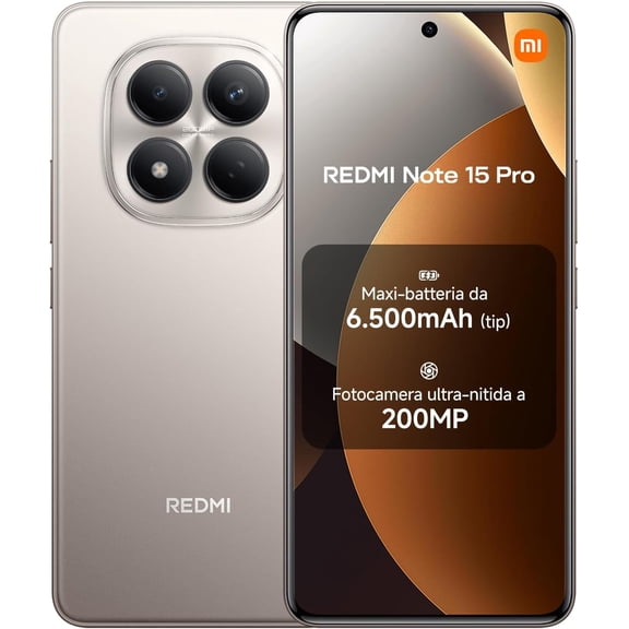 XIAOMI Redmi Note 15 Pro 4G LTE Ai (for Tmobile Mint Tello & Global) (256GB 8GB) 6.77" 120Hz 200MP AI Camera Model 25100RA69G Unlocked Dual Sim Liberado (Titanium Color)