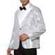 thumbnail image 4 of Blazer de lentejuelas INSPIRE CHIC para hombres, con solapa de pico, color bloque, brillante y reluciente, abrigo deportivo 2XL plateado, 4 of 5