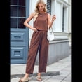 thumbnail image 4 of Conjunto de 2 Piezas de Cuadros para Mujer, para Vacaciones en la Playa, Verano, Camiseta Sin Mangas, Pantalones y Traje. Rojo Óxido S, 4 of 10