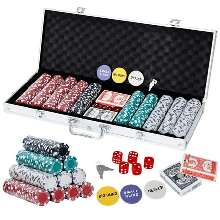 RTYJGD 500 Chips Poker Chips Set 11.5 Gram Holdem Cards Game with Case & Dices at Home
