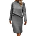 thumbnail image 2 of Letdown Women's 2 Piece Sweater Set Outfits Long Sleeve Pullover Top Bodycon Maxi Long Skirt Knit Dresses Spring Fall Outfits (Grey,L), 2 of 6
