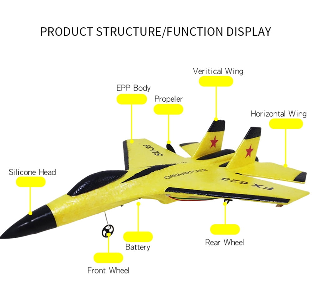 Roofworld RC Plane SU-35 Remote Control FX620 Glider 2.4GHz 3-Axis Gyro Airplane Toy Gift(red)