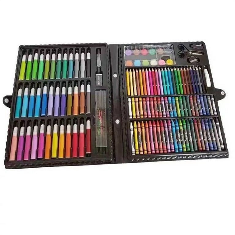 Art Supplies, 151 Piece Drawing Art kit, Gifts Art Set Case with Double  Sided Trifold Easel, Includes Oil Pastels, Crayons, Colored Pencils,  Watercolor Cakes, Sketch Pad (BLACK) 