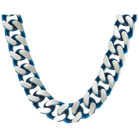 American Steel Men's Stainless Steel Jewelry/Blue IP Ion Plated 24 Two-Tone Curb Chain Necklace, 13.00mm