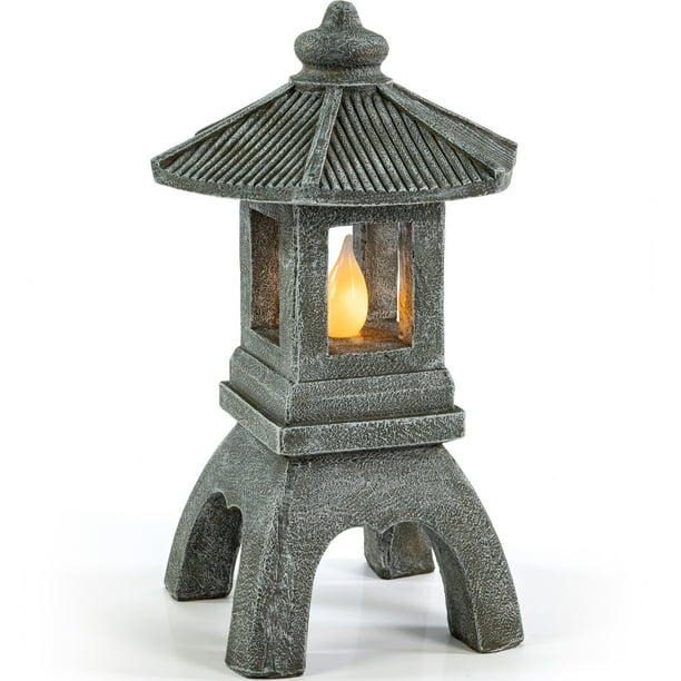 VP Home Tranquil Pagoda Solar Powered Flickering LED Outdoor Decor