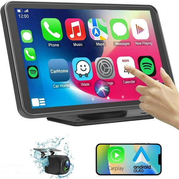 Wireless Car Stereo Compatible with Apple CarPlay and Android Auto,7" HD Portable Bluetooth CarPlay Touch Screen for Car,with Backup Camera Car Play for All Ca