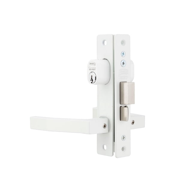 Phillips Cerradura Modelo Slim 550 Manija Cuadrada Para Puerta De Aluminio Blanco