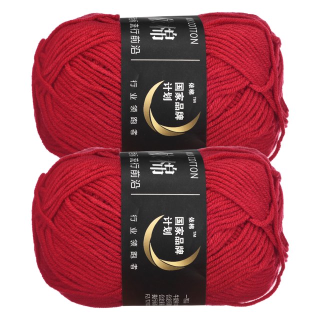 Unique Bargains Fil Acrylique Rouge, Lot de 2 Écheveaux de 50 g