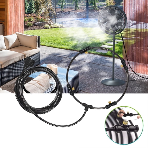 Infidev Outdoor Fan Kit for Patios Misting Hose Cold System Summer Water-Misters Sprayer to Any Outdoor Fan